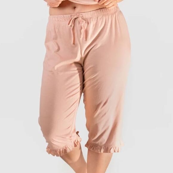 Lane Bryant Blush Pink Frill Ruffled Hem Capri Cropped Pants Womens Plus 18/20 - Picture 1 of 8